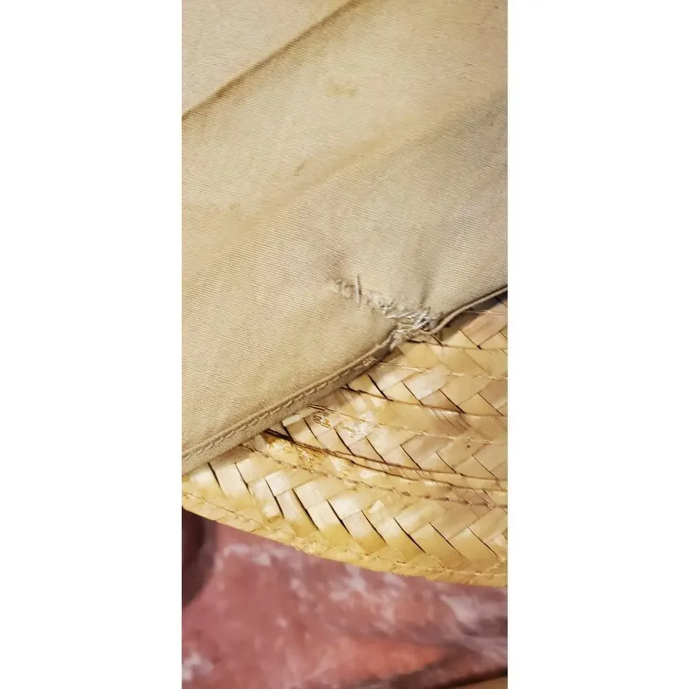 1950s Vintage Wide Brim Straw Beach Garden Hat Happy Capper Field Co. LA Taupe